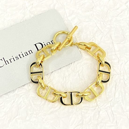 Christian Dior CD Black Chain Letter Bracelet