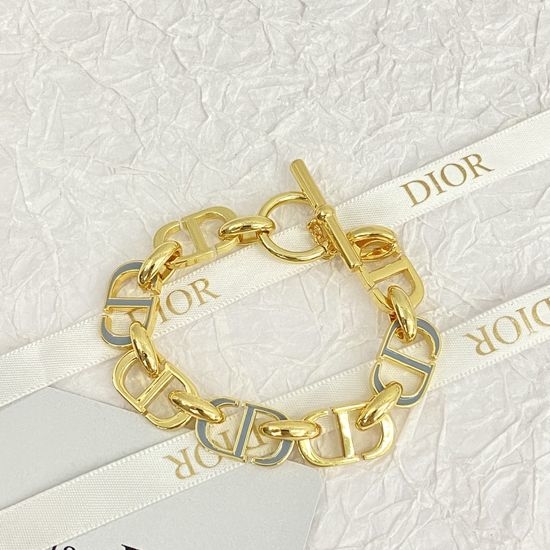 Christian Dior CD Blue Chain Letter Bracelet