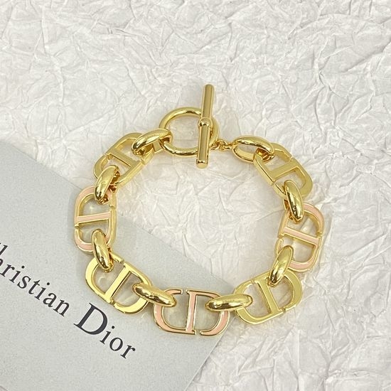 Christian Dior CD Pink Chain Letter Bracelet