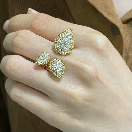 Boucheron Pave Diamond Triple Water Drop Ring