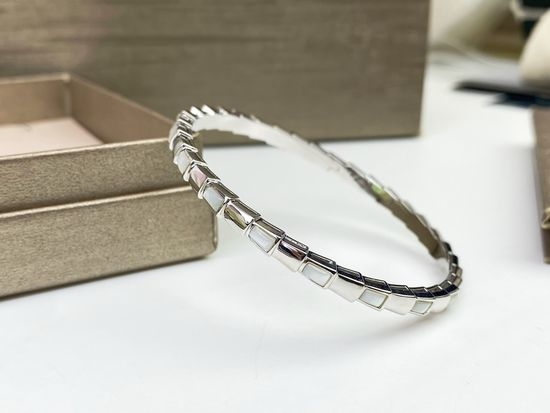 Bvlgari Snake Bone Bangle with Shell Inlay