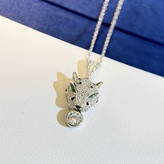 Cartier Sterling Silver Leopard Pendant Necklace