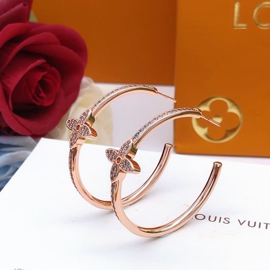 Louis Vuitton LV Rose Gold Round Moon Earrings Brass Material