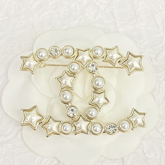 Chanel Elegant Mother-of-Pearl Rhinestone Brooch