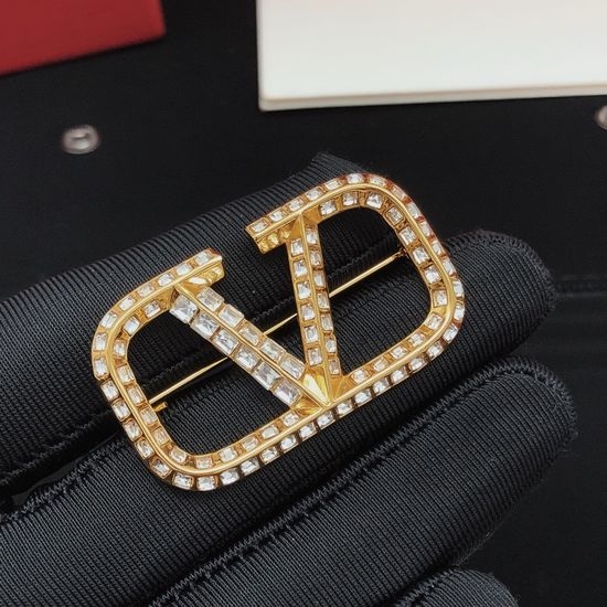 Valentino Square Crystal Brooch
