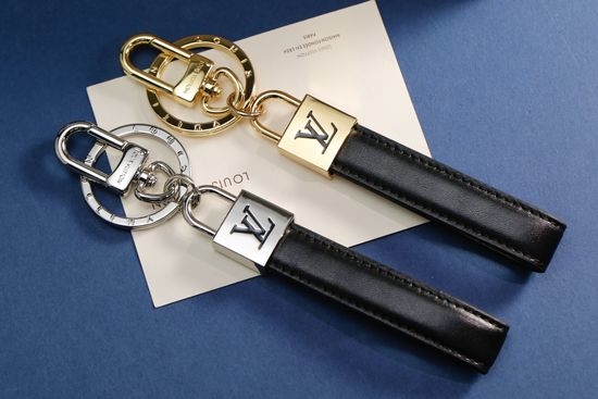 Louis Vuitton LV Simple Black Leather Keychain Ornament