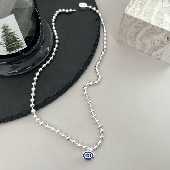 Gucci Blue Enamel Bead Chain Necklace