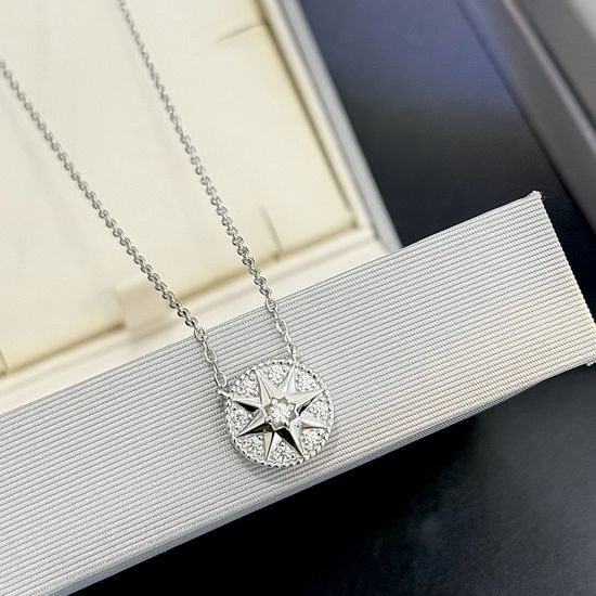 Christian Dior CD Reversible Full Diamond Compass Necklace