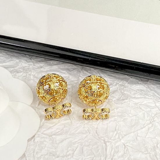 Celine Hollow Out Rhinestone Ball Stud Earrings