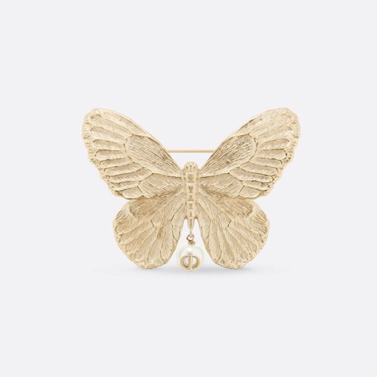 Christian Dior CD Pearl Pendant Butterfly Brooch