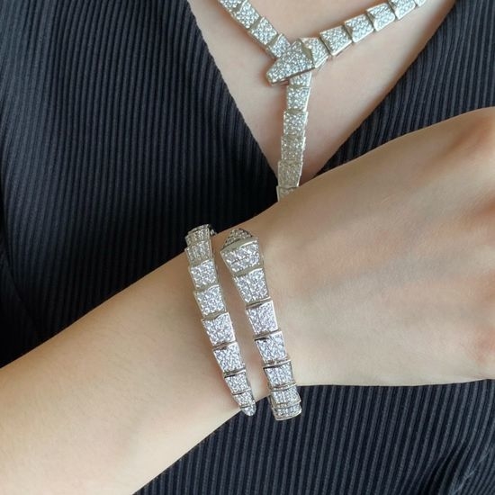 Bvlgari Bulgari Wide Diamond Snake Bracelet