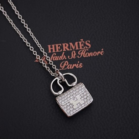 Hermes Bag Shaped Pendant Necklace