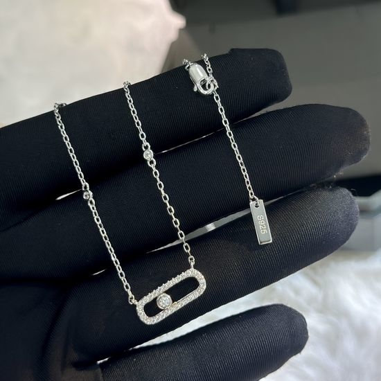 Messika Single Sliding Diamond Sterling Silver Necklace