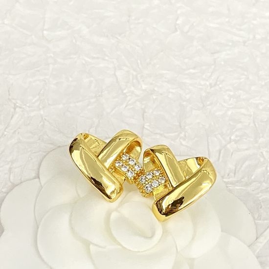Celine Hollow Rhinestone Heart Earrings