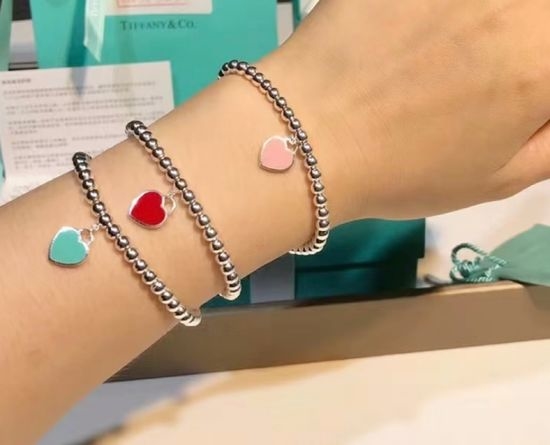 Tiffany & Co. Sterling Silver Bead Heart Bracelet