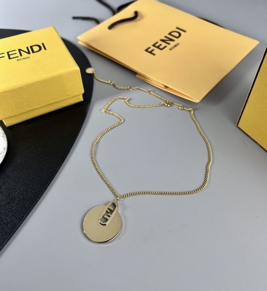 Fendi Matching Necklace And Stud Earrings Set
