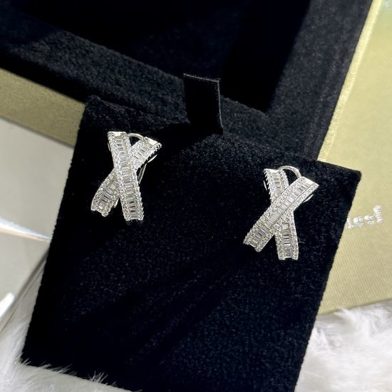 Graff Cross Diamond Inlaid Gold Plated Earrings
