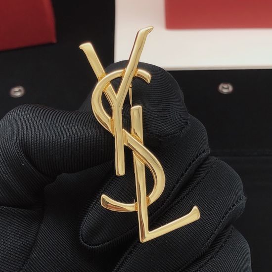 Yves Saint Laurent YSL Smooth Surface Brooch Premium Brass Material