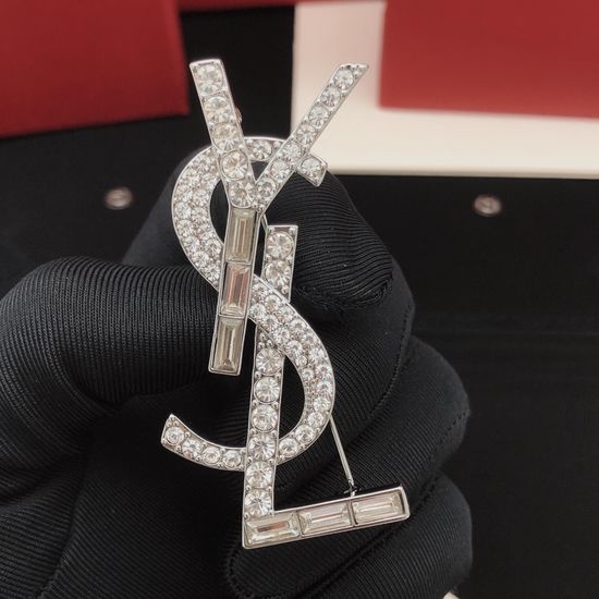 Yves Saint Laurent YSL Square Diamond Silver Brooch