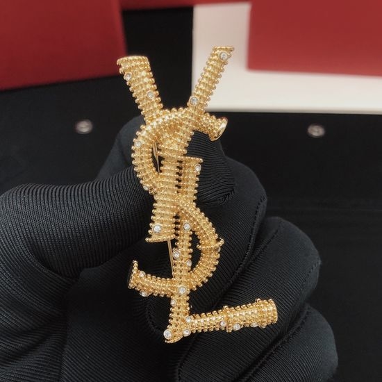 Yves Saint Laurent YSL Silver Twisted Brooch