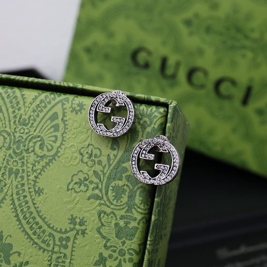 Gucci Vintage Silver Pattern Stud Earrings