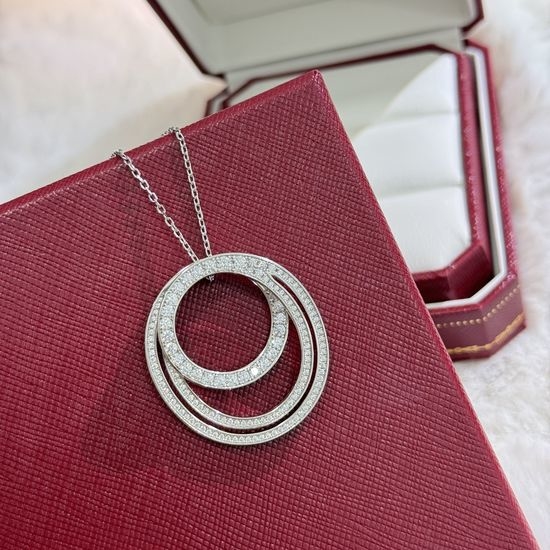 Cartier Three-Row Paved Zircon Silver Necklace