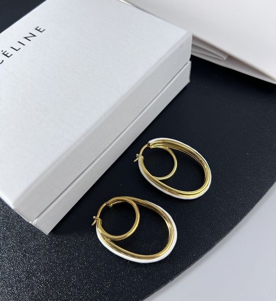Celine Enamel Decor Hoop Earrings