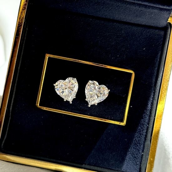 Cartier Heart Cut Cubic Zirconia Stud Earrings