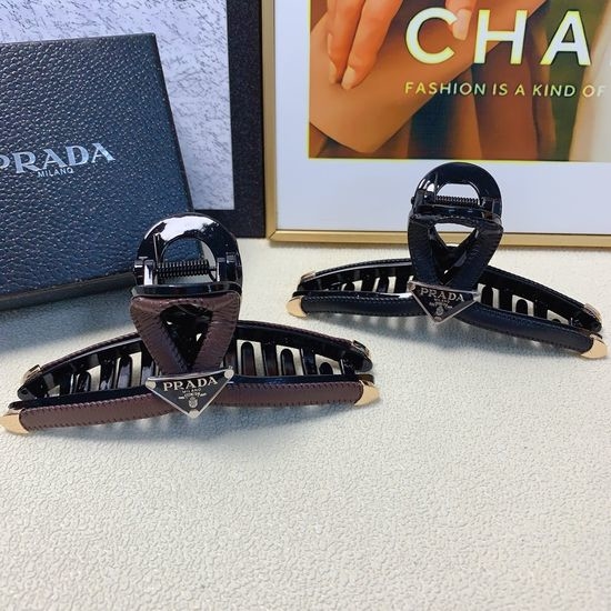 Prada Leather Triangle Hair Claw Clip