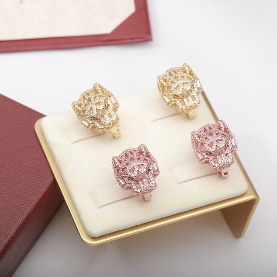 Cartier Luxury Leopard Head Hollow Hoop Earrings