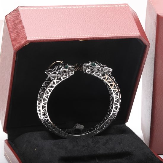 Cartier Double Leopard Head Light Gold Bangle