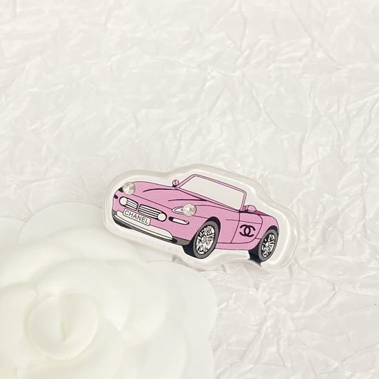 Chanel Pink Car Brooch Lovely Delicate Daily Accessory
