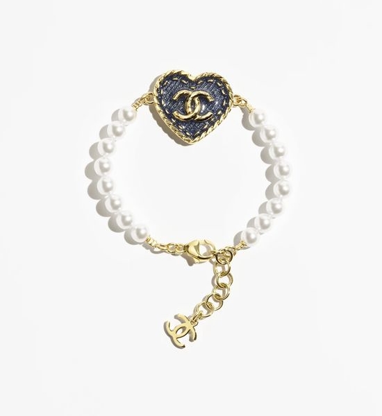 Chanel Denim Heart Pearl Bracelet
