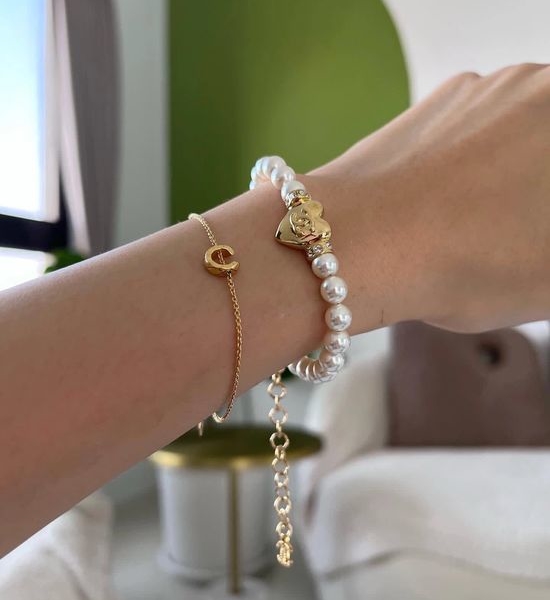 Chanel Heart Pearl Bracelet with Charm