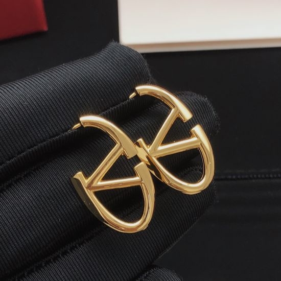 Valentino Sleek Gold Tone Brass Stud Earrings
