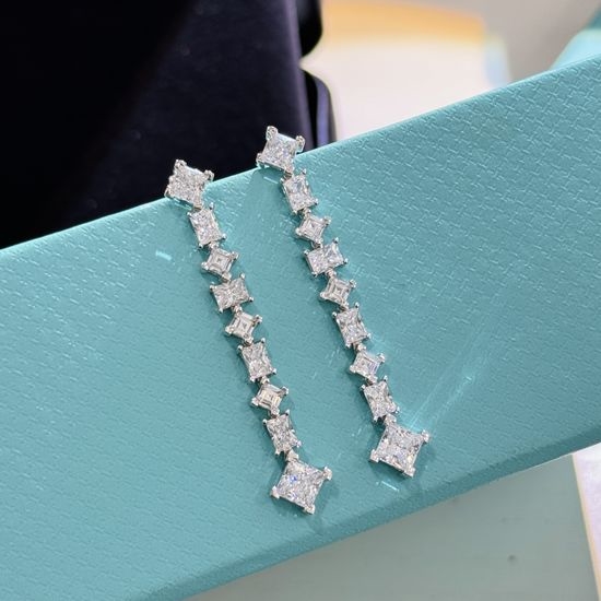 Tiffany & Co. Square Diamond Tassel Sterling Silver Earrings