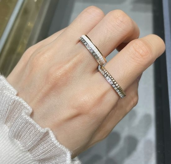 Boucheron Ceramic Diamond Inlaid Stackable Band Ring