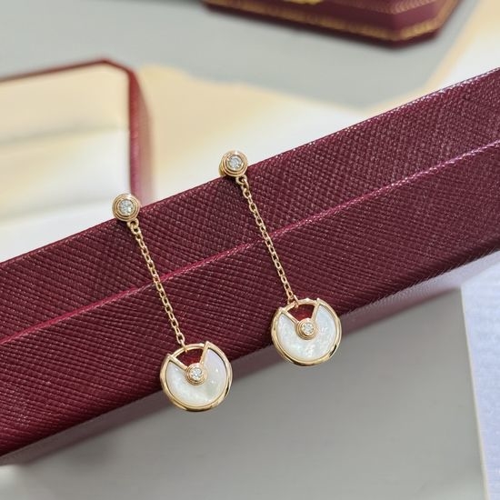 Cartier Silver Tassel Earrings Mother of Pearl Design