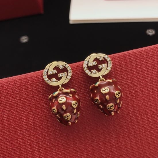 Gucci Strawberry Design Stud Earrings Brass