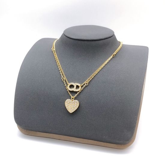 Christian Dior CD Double Layer Heart Necklace