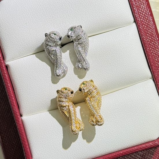 Cartier Sterling Silver Leopard Stud Earrings