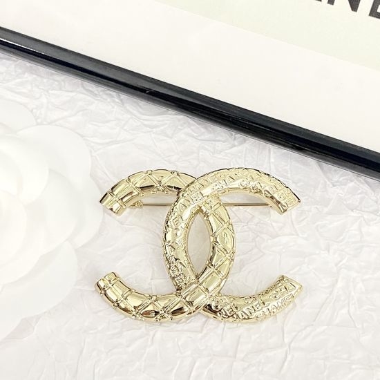 Chanel Quilted Engraved Brooch