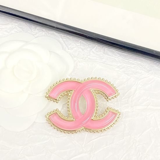 Chanel Pink Resin Glaze Classic Brooch