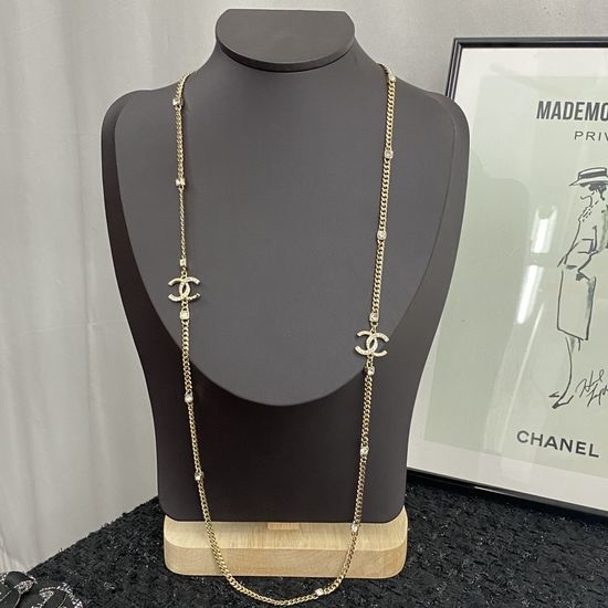 Chanel Square Rhinestone Long Necklace
