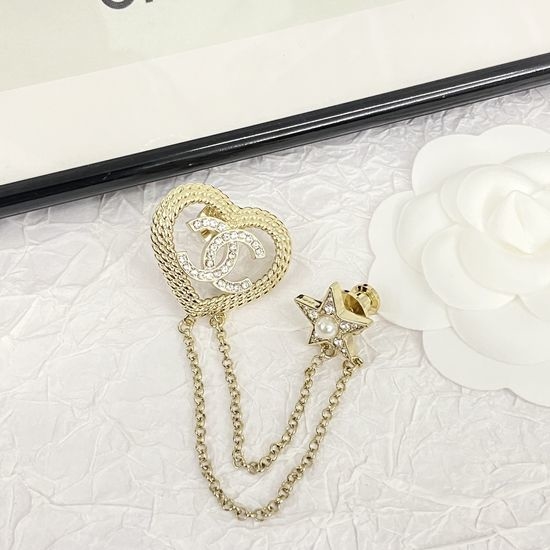 Chanel Woven Heart Chain Tassel Brooch