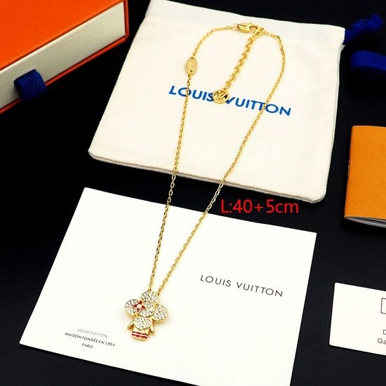 Louis Vuitton LV Zircon Inlaid Doll Pendant Necklace