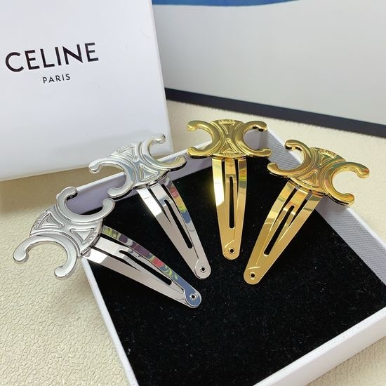 Celine Logo Hair Side Clips Pair