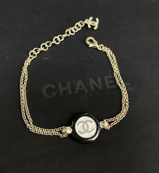 Chanel Black & White Button Resin Bracelet
