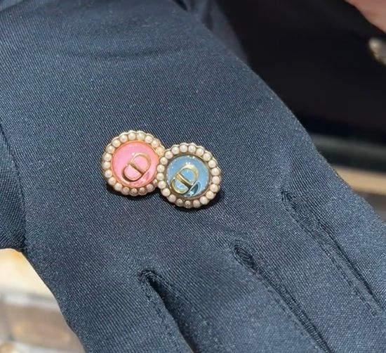 Chanel Flower Glaze Bead Stud Earrings
