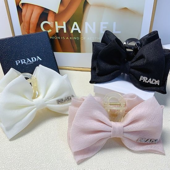 Prada Organza Logo Claw Clip Elegant Hair Accessory